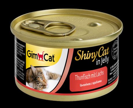 Корм для кошек GIMPET Shiny Cat, Цыпленок, крабы конс.70г