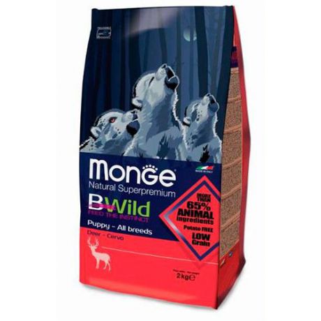 Корм для щенков MONGE Bwild Dog Deer с олениной сух. 2кг