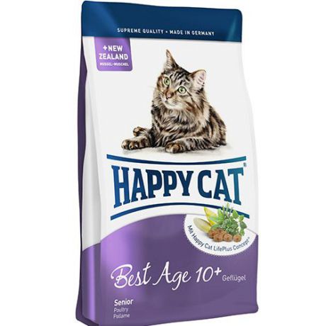 Корм для кошек HAPPY CAT Fit & Well для пожилых Ягнёнок, курица, лосось сух.300г
