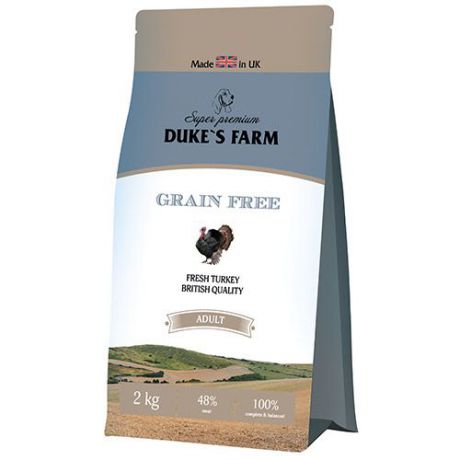 Корм для собак DUKE'S FARM беззерновой, индейка сух. 2кг