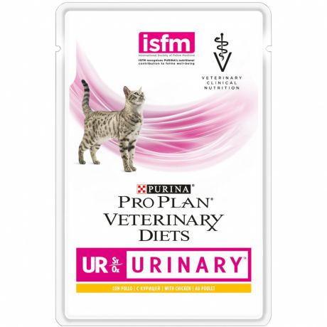 Корм для кошек PRO PLAN Veterinary Diets при мочекаменной болезни, курица конс. пауч 85г