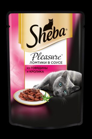 Корм для кошек SHEBA Pleasure говядина, кролик конс. 85г