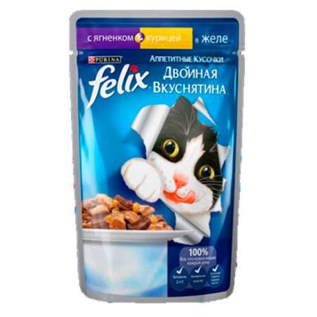 Корм для кошек FELIX Ягненок, купица в желе конс. 85г