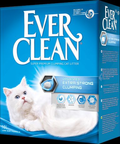 Наполнитель для кошачьего туалета EVER CLEAN Extra Strength Unscented без ароматизатора 10кг