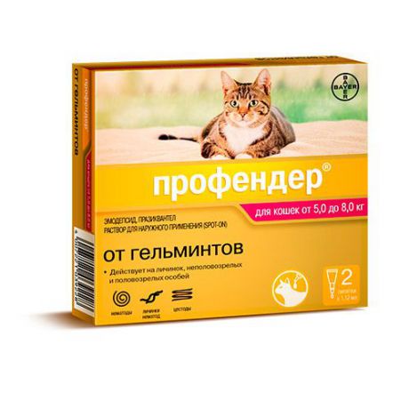 Антигельминтик для кошек BAYER Profender 1 пипетка (5-8кг)