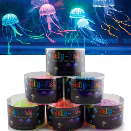 Декор для аквариумов JELLYFISH Медуза силиконовая с неоновым эффектом, средняя, D=7,5cм
