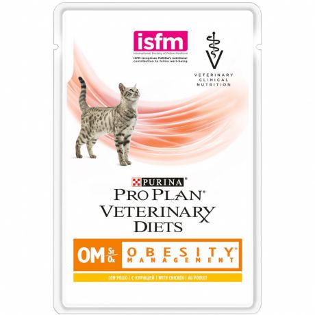 Корм для кошек PRO PLAN Veterinary Diets при ожирении, курица конс. пауч 85г