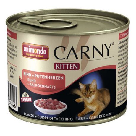 Корм для котят ANIMONDA Carny Kitten говядина, сердце индейки конс. 200г
