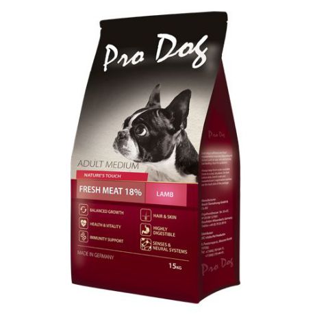 Корм для собак PRO DOG для средних пород с ягненком сух. 15кг