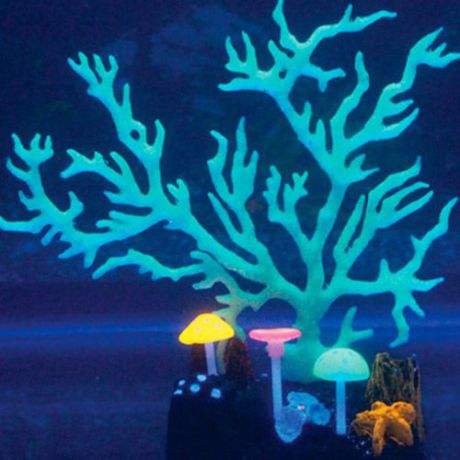 Декор для аквариумов JELLYFISH Коралл светящийся силиконовый, 9х7х16,5см