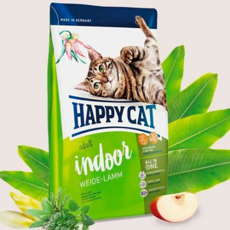 Корм для кошек HAPPY CAT Fit & Well для живущих в помещении, ягненок сух. 1,4кг