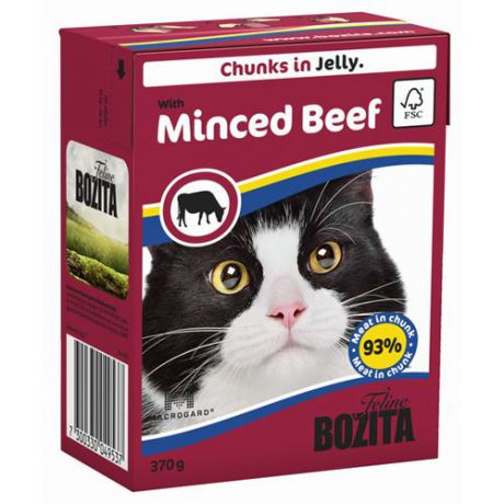 Корм для кошек BOZITA Кусочки в желе с рубленной говядиной конс.370г