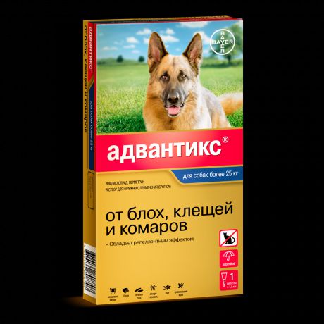 BAYER ADVANTIX для собак от блох, клещей, комаров 400 (25-40кг веса)