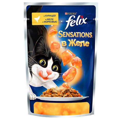 Корм для кошек FELIX (Феликс) Sensation Курица, морковь конс. 85г