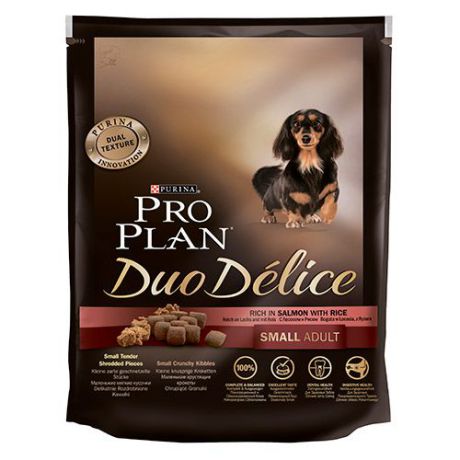 Корм для собак PRO PLAN (Проплан) Duo Delice для мелких и карликовых пород лосось, рис сух. 700г
