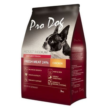 Корм для собак PRO DOG для средних пород с курицей сух. 3кг