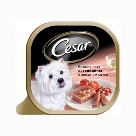 Корм для собак CESAR Нежное патэ из говядины в овощом соусе конс. 100г