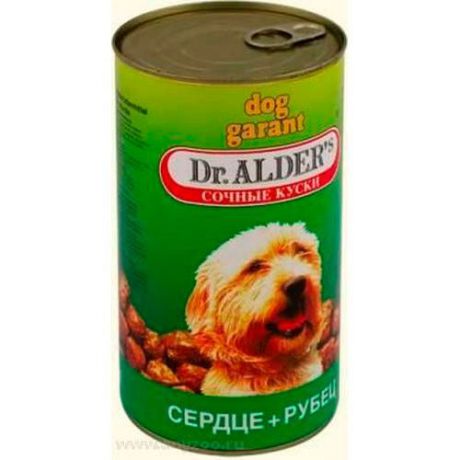 Корм для собак DR. ALDER`S Дог Гарант сочные кусочки в соусе Рубец, сердце конс. 1230г