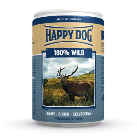 Корм для собак HAPPY DOG 100% мясо Дичь ж/б конс. 400г