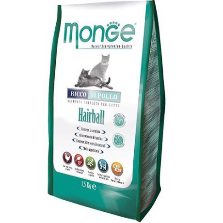 Корм для кошек MONGE Cat Hairball для выведения шерсти сух. 1,5кг