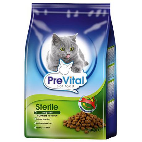 Корм для кошек PreVital для стерилизованных кошек, с птицей сух. 350г