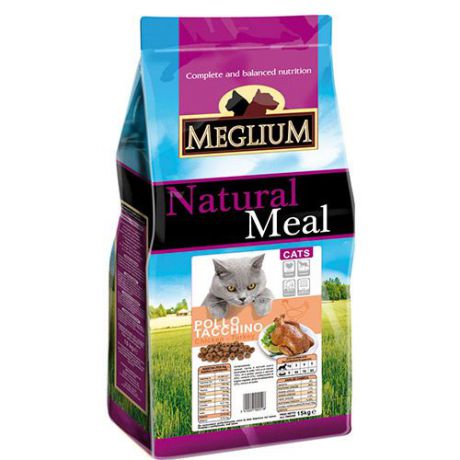 Корм для кошек MEGLIUM курица, индейка сух. 1,5кг
