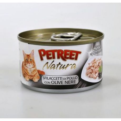 Корм для кошек PETREET Куриная грудка, оливки конс. 70г