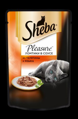 Корм для кошек SHEBA Pleasure телятина, язык конс. 85г