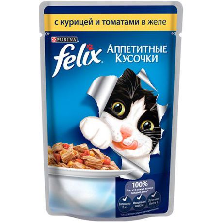 Корм для кошек FELIX (Феликс) Курица, томат конс. 85г