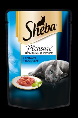 Корм для кошек SHEBA Pleasure тунец, лосось конс. 85г