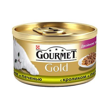 Корм для кошек Gourmet GOLD DUO кролик, печень конс. 85г