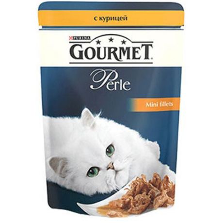 Корм для кошек Gourmet PERLE курица кусочки в подливе конс. 85г