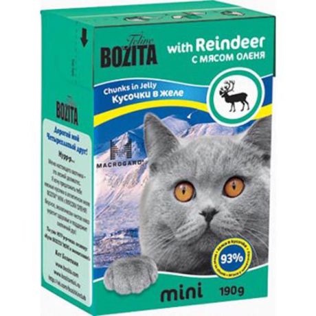 Корм для кошек BOZITA Mini кусочки в желе с мясом оленя конс.190г