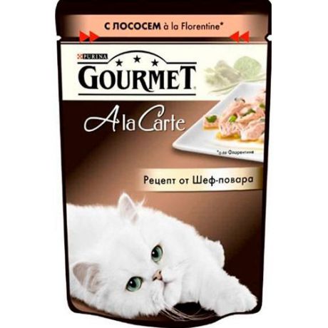 Корм для кошек Gourmet AlaCarte лосось, овощи в подливе конс.85г