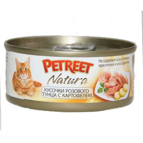 Корм для кошек PETREET Кусочки розового тунца с картофелем конс. 70г