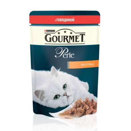Корм для кошек Gourmet PERLE говядина в подливе конс. 85г