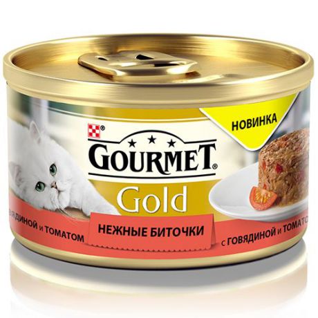 Корм для кошек Gourmet Gold Нежные биточки говядина, томаты конс. 85г