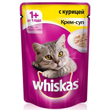 Корм для кошек Whiskas крем-суп с курицей конс. пауч 85г