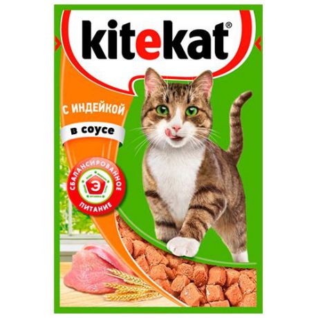 Корм для кошек Kitekat индейка в соусе конс. пауч 85г