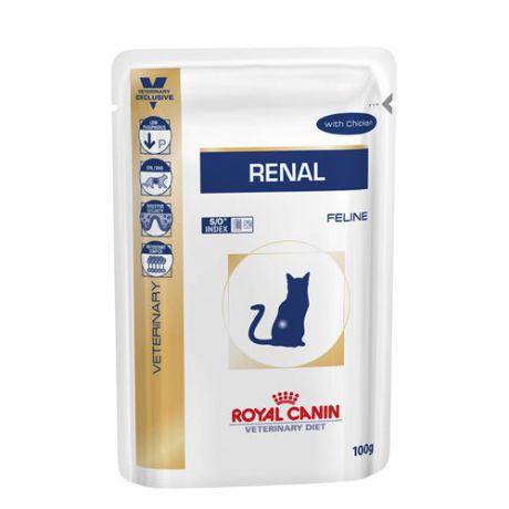 Корм для кошек ROYAL CANIN (Роял Канин) Vet Diet Renal при почечной недостаточности курица конс. 100г