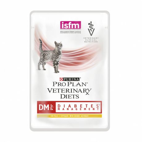 Корм для кошек PRO PLAN Veterinary Diets при сахарном диабете, курица конс. пауч 85г