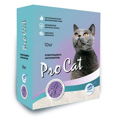 Наполнитель для кошачьего туалета PRO CAT Lavanda из экстра белой глины 10кг