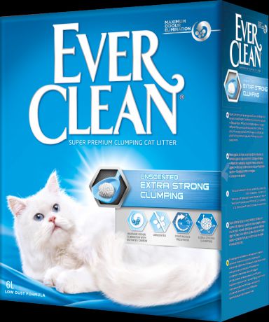 Наполнитель для кошачьего туалета EVER CLEAN Extra Strength Unscented без ароматизатора 6кг