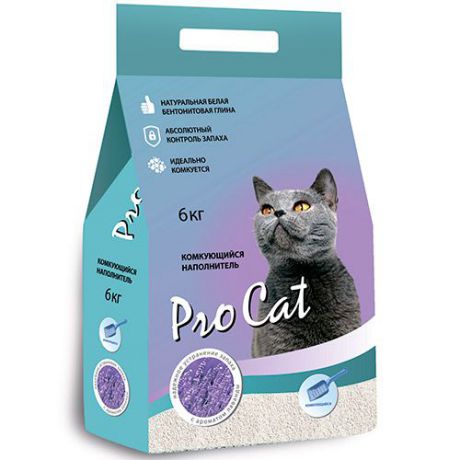Наполнитель для кошачьего туалета PRO CAT Lavanda из экстра белой глины 6кг
