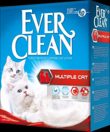 Наполнитель для кошачьего туалета EVER CLEAN Multiple Cat комкующийся для нескольких кошек 10кг