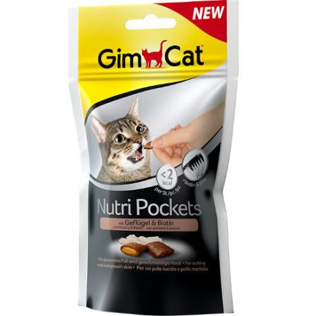 GIMPET Gimcat Подушечки для кошек Нутри Покетс с птицей и биотином, 60г