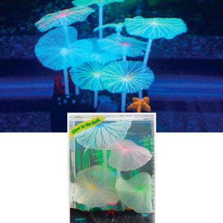 Декор для аквариумов JELLYFISH Листья лотоса зеленые силиконовые (9шт) 9х7х11см