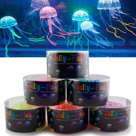 Декор для аквариумов JELLYFISH Медуза силиконовая с неоновым эффектом, маленькая, D=5см
