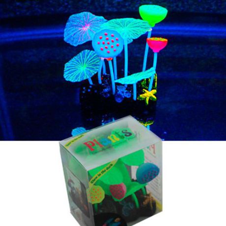 Декор для аквариумов JELLYFISH Микс из растений силикон (листья,семенн.короб.лотоса 6,3шт), 9х7х11см