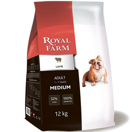 Корм для собак ROYAL FARM для средних пород, ягненок сух. 12кг